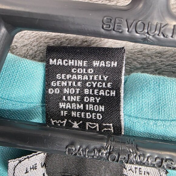 Womens Dialogue Blue Linen Rayon Blend Shirt Button Up Long Sleeve Size M - Picture 3 of 7